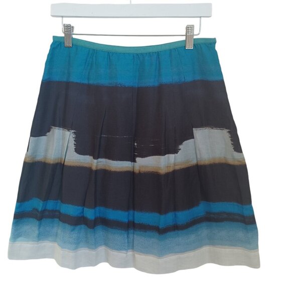 Nic + Zoe Skirt Blue Cotton Silk Blend Abstract Ombre Art to Wear Womens 8 Pet - Picture 10 of 10